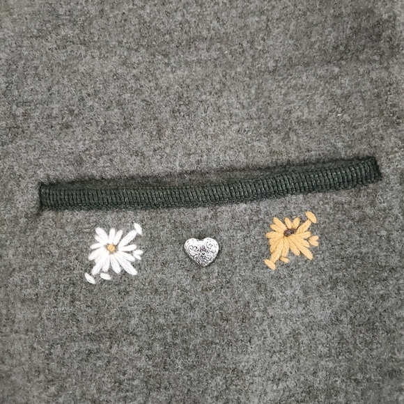 BURGFRIED Vintage Austrian Boiled Wool Cardigan  Green/Olive Embroidery  Size 38 - Picture 7 of 13